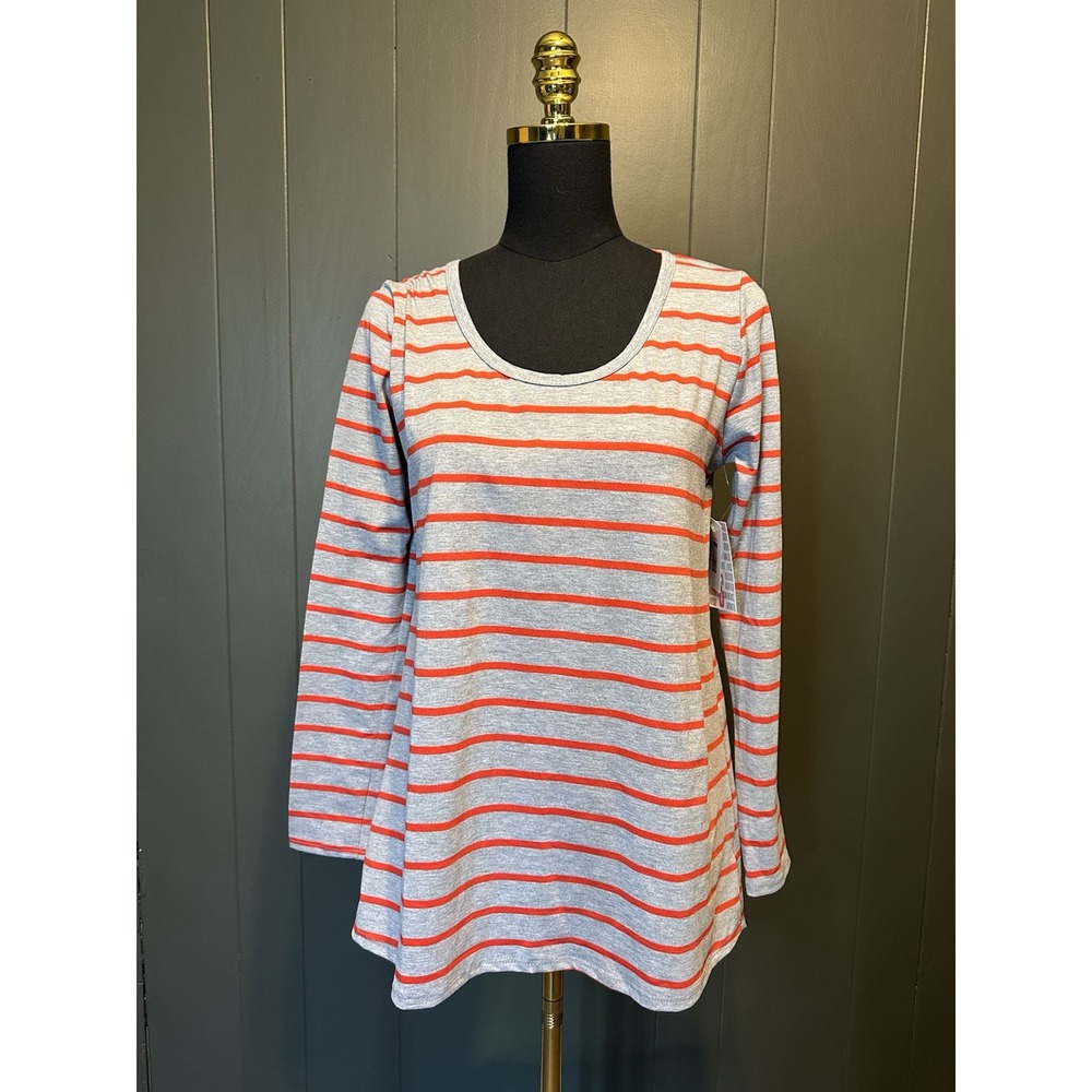 LuLaRoe Lynnae Long Sleeve Shirt Top Size SMALL NWT Grey Orange Red